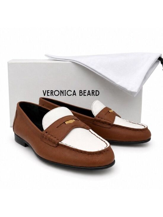 Veronica Beard Shoes - Veronica Beard $350 Penny-2 Two Tone Caramel Lily Leather Loafers Womens Size 7